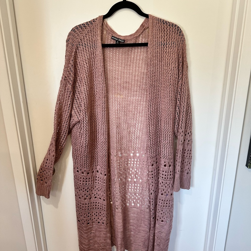 Forever 21 Open Knit Cardigan - Dusty Pink